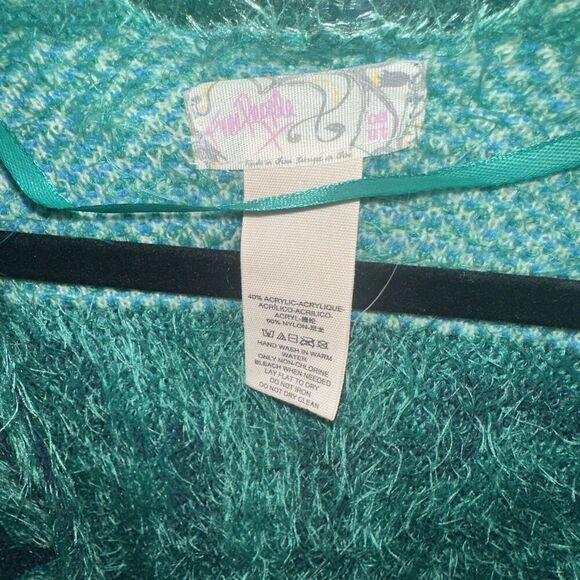 FREE PEOPLE Women's Diamondback Boho Aztec Geometric Cozy Kimono In Emerald O/S - Picture 4 of 7